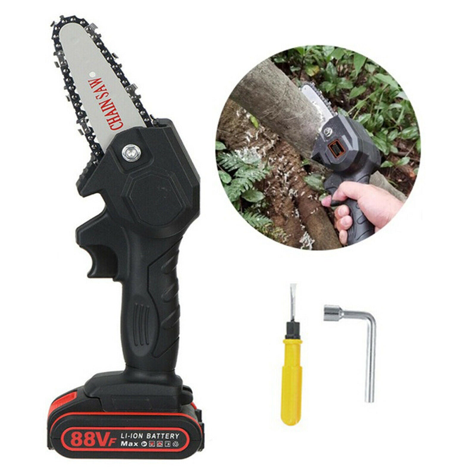 6" Electric Saw Mini Wood Cutting Chainsaw Rechargeable Pruning Shears