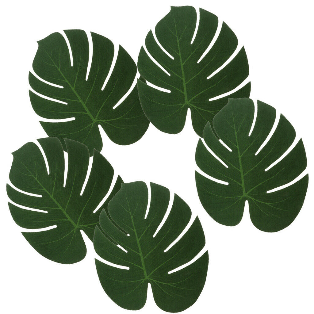 5pcs Artificial Leaf Place Pad For Hawaiian Summer Party BBQ Decor
