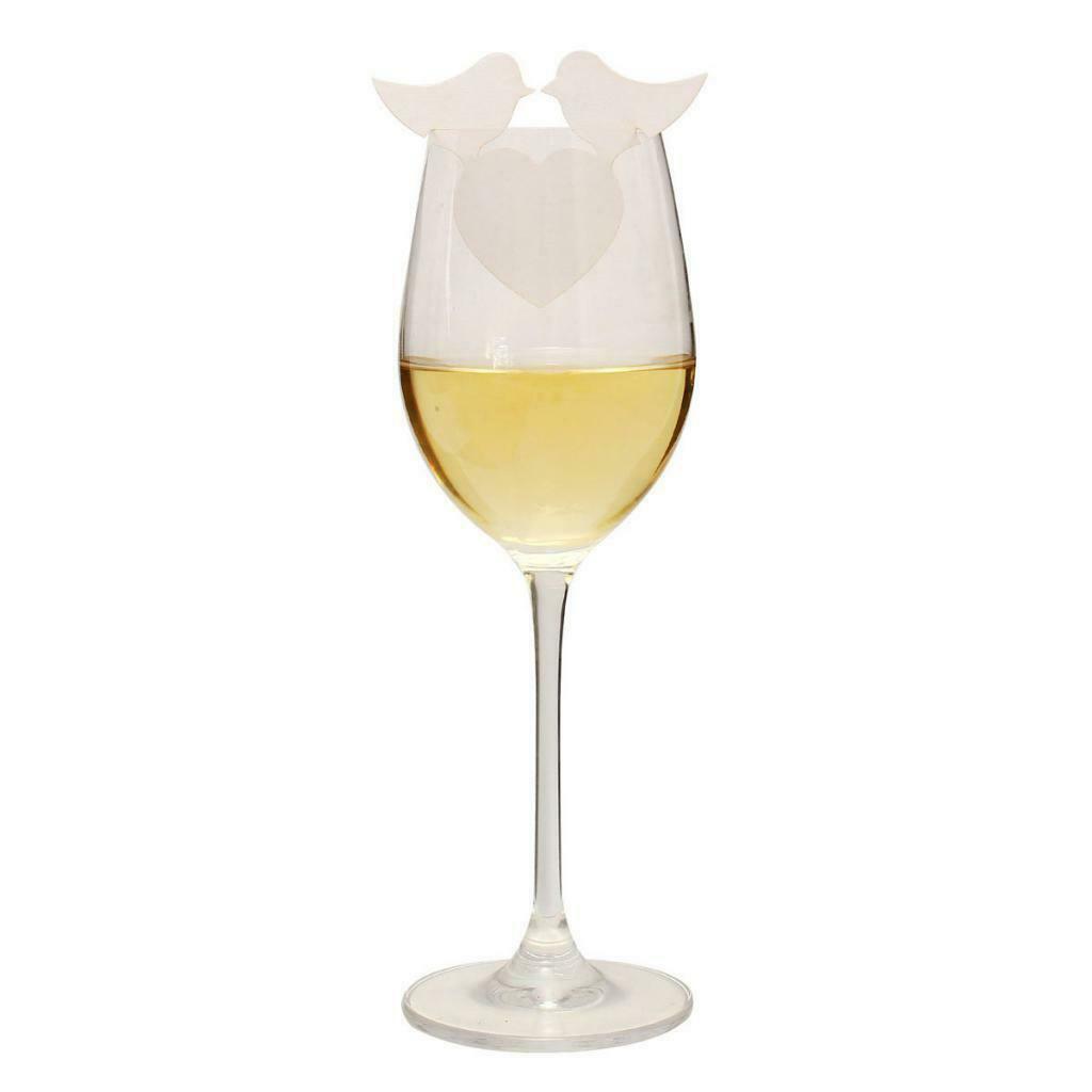 50pcs Chic Love Birds Name Place Cards Holder Wedding Party Wine Glass