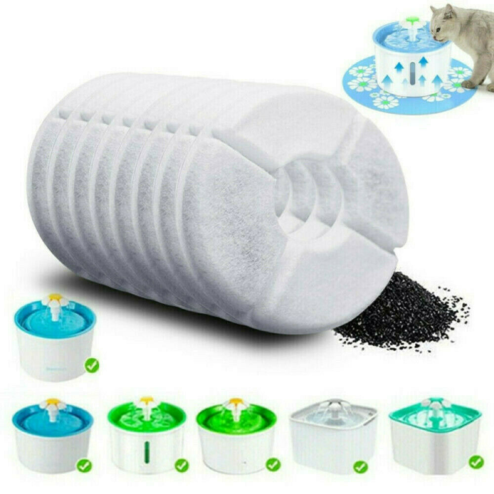 8X Pet Flower Style Fountain Filter For Automatic Cat Dog Water Drinking Supply~