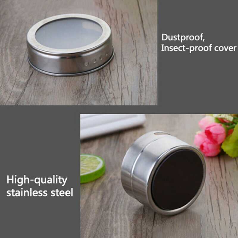 1PC Outdoor Spice Storage Container Jar Stainless Steel Tins With Clear  TtH FT