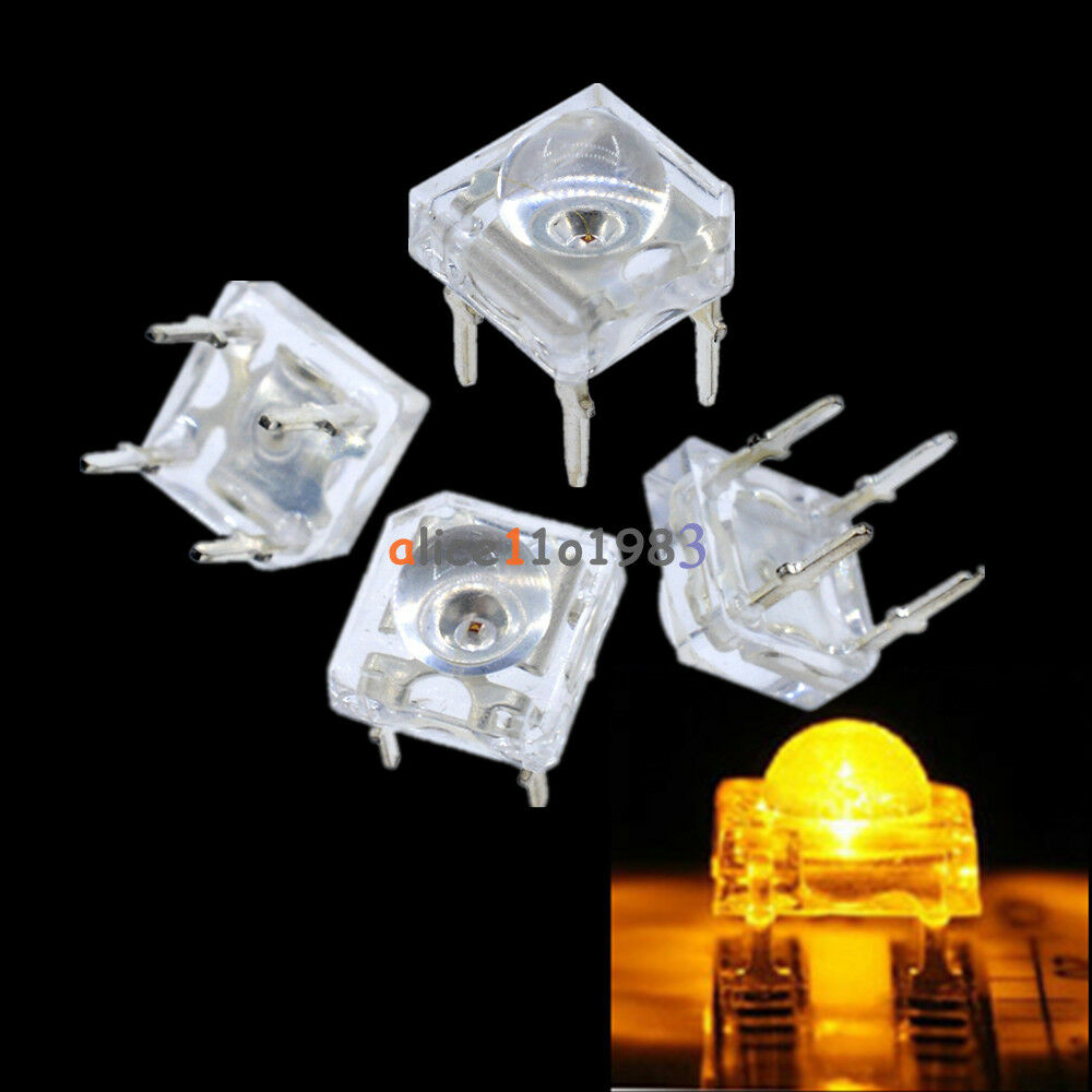 20PCS 5mm F5 Piranha LED Yellow Round Head Super Bright Light Emitting Diode beu