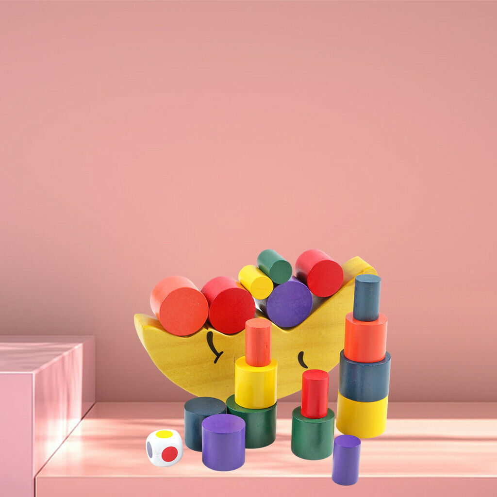 Montessori Wooden Rainbow Building Stacking Blocks Shape Sorting Game Learning