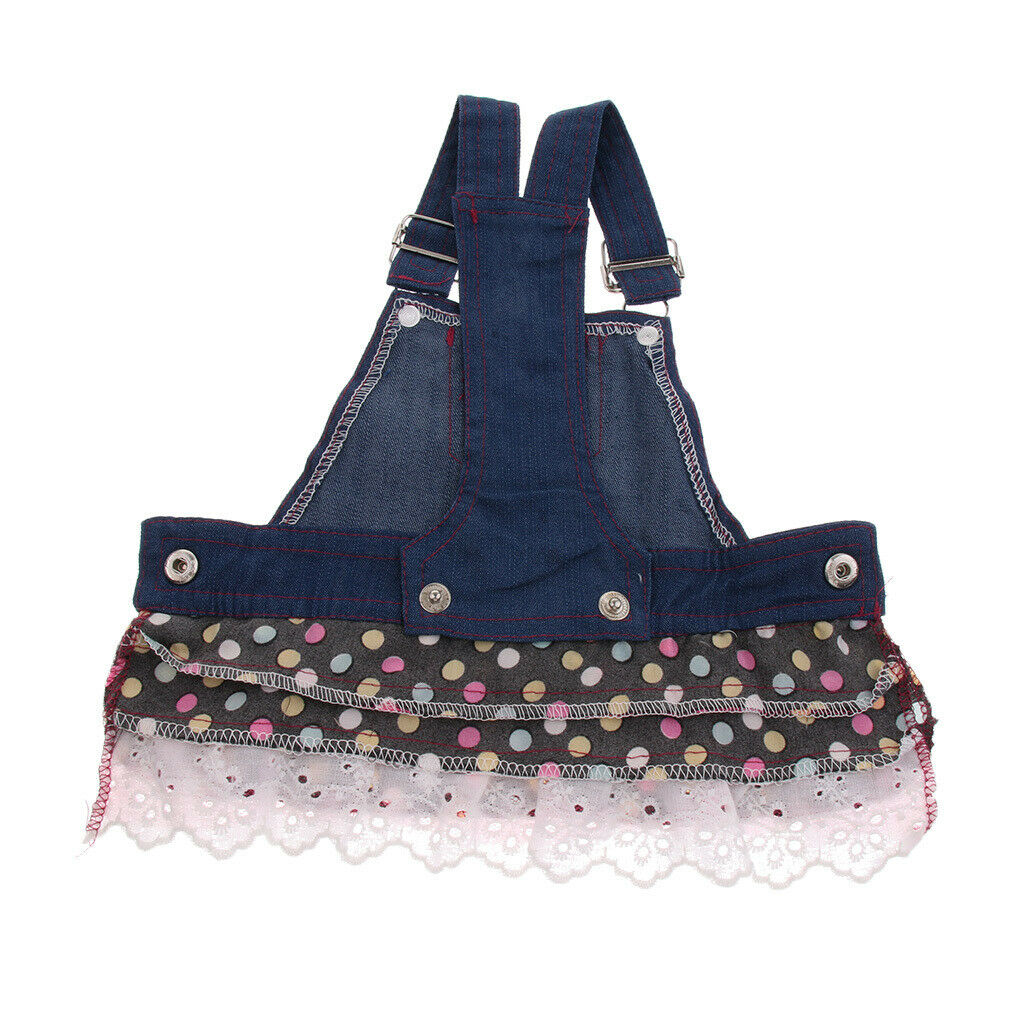 Cute Heart Pattern Pet Dog Cat Denim Chiffon Skirt Dress Clothes S