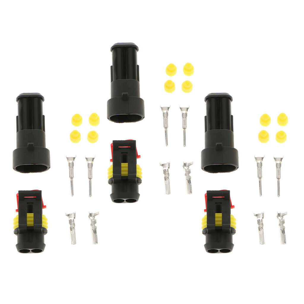 3pcs Car Auto Sealed Waterproof Electrical Wire Connector Plug 2P