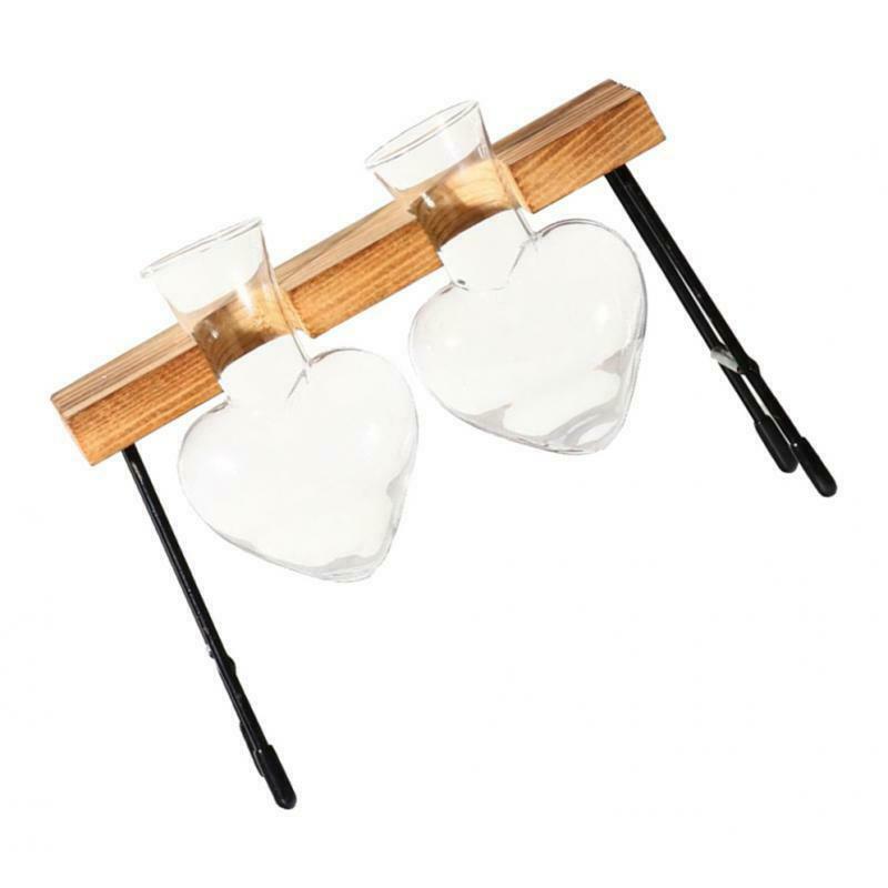 3Pcs Heart Shaped 1/2/3 Bottle Table Desk Bulb Glass Hydroponic Vase Flower