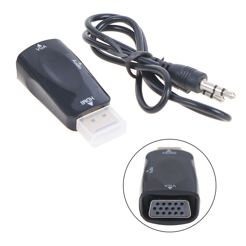 HDMI to VGA Adapter Audio Cables Converter Male to Female HD 1080P For PC TV^DD