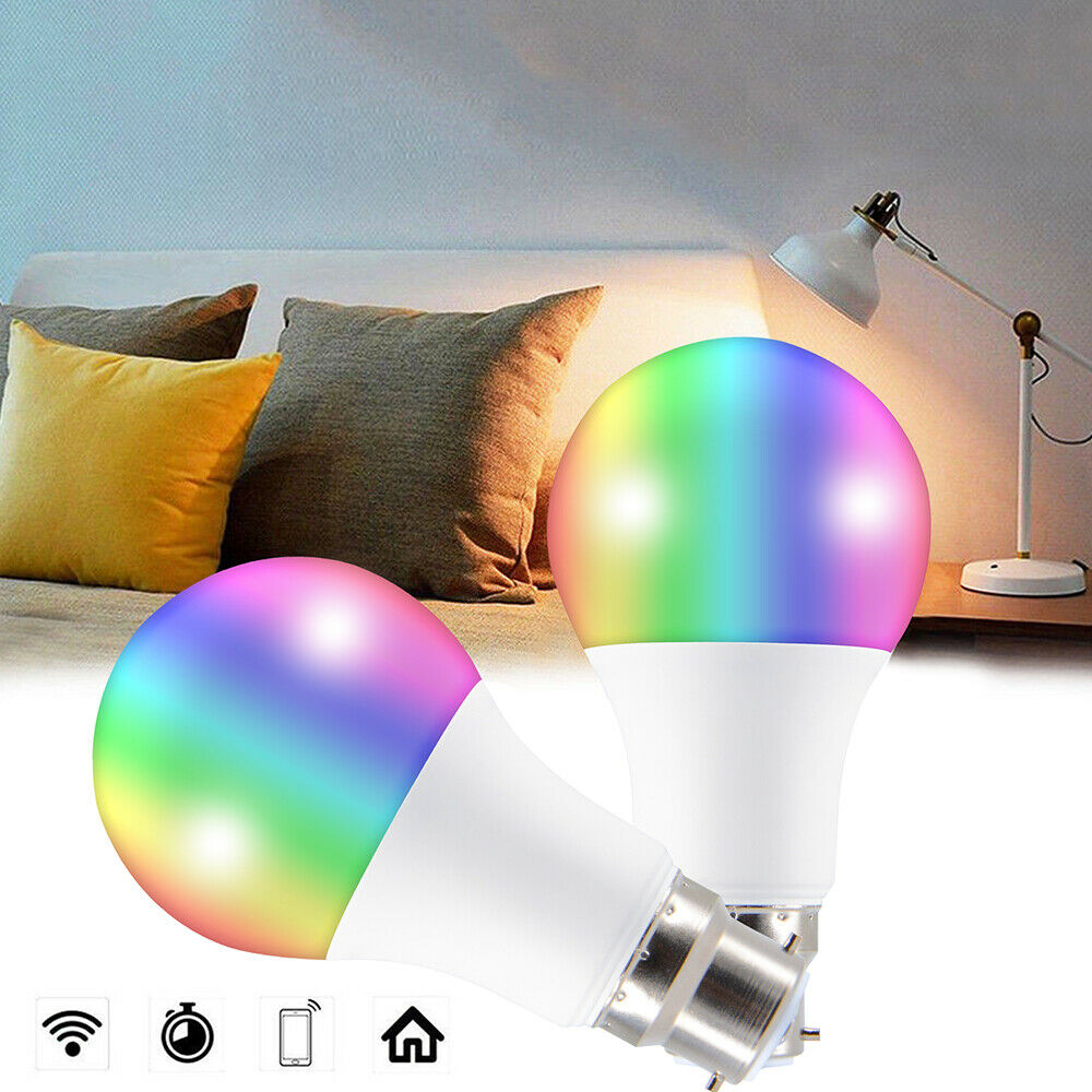 B22 Smart  RGB Bulb LED Bluetooth Light Lamp For Amazon Alexa APP Remote Control