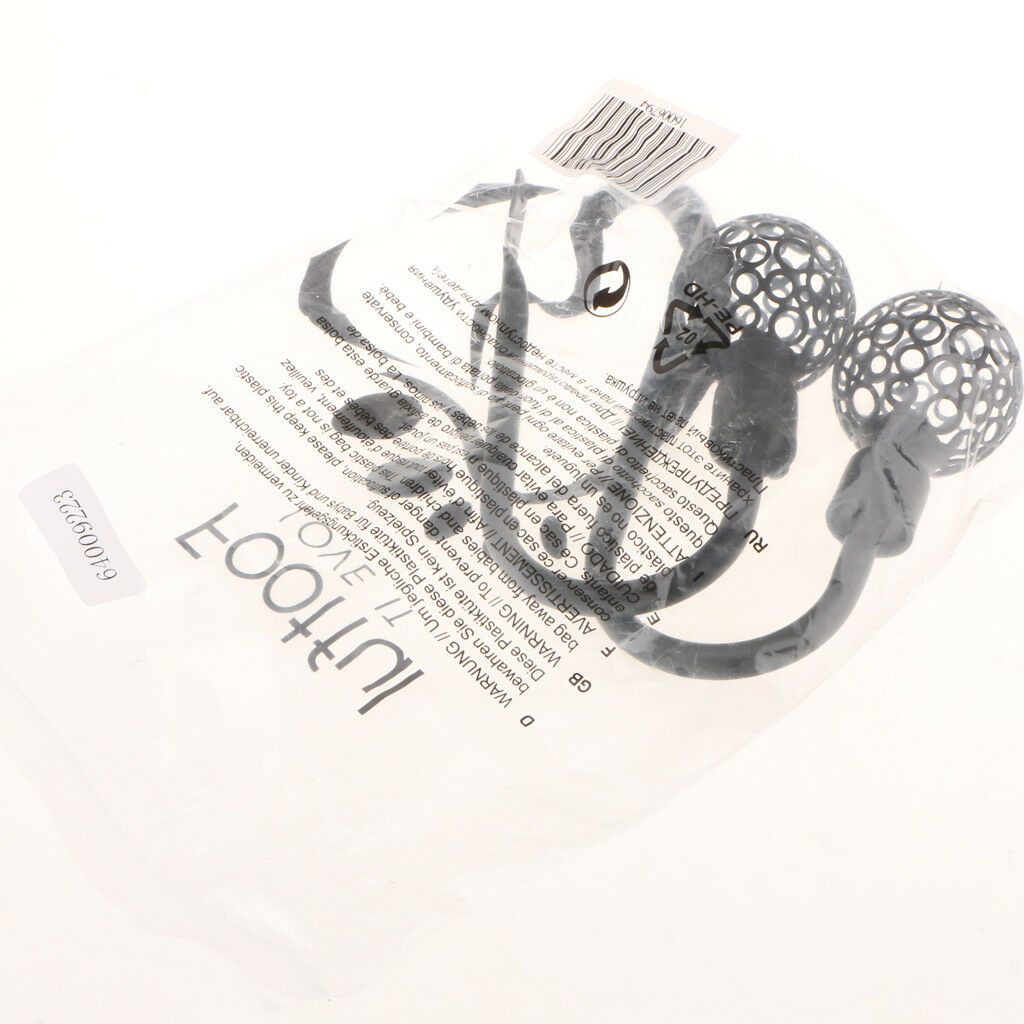 2x METAL HOLLOW BALL CURTAIN TIE BACK HOOK HOLDBACK HOLD BACKS HOLDER Black