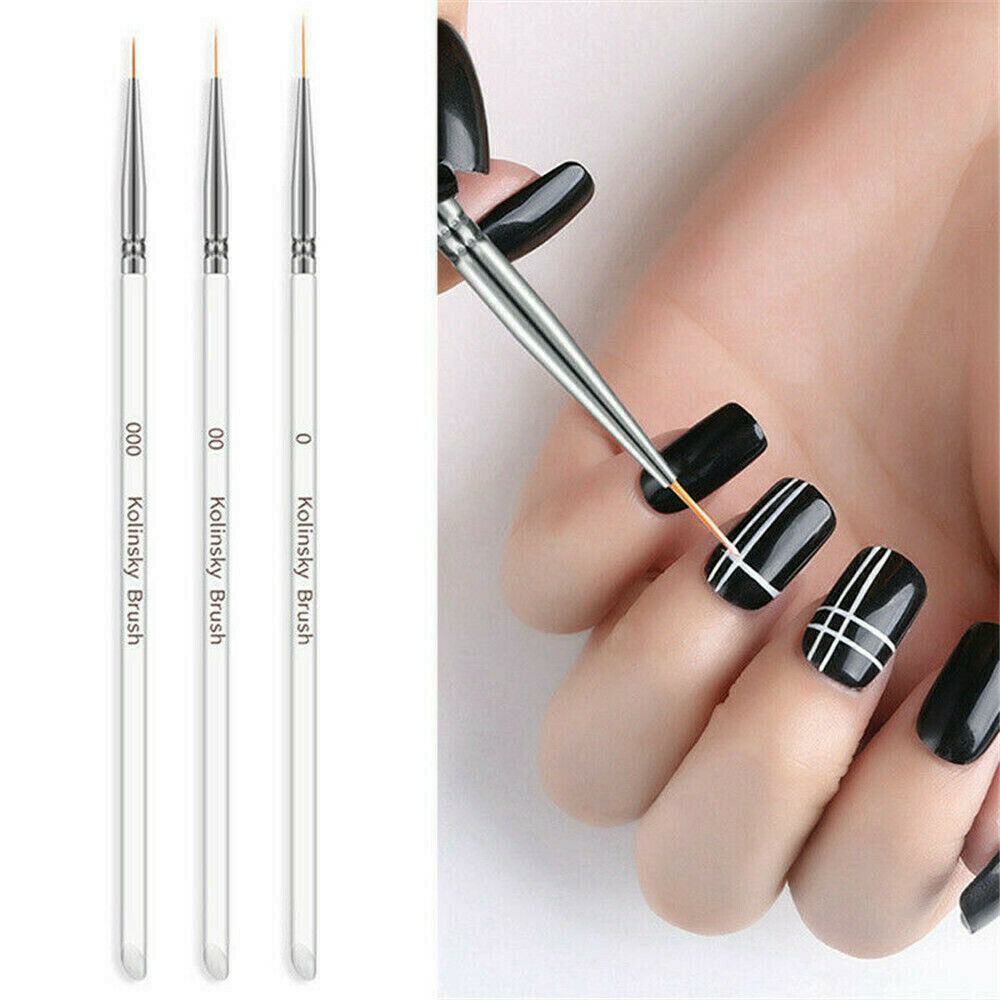 3PCS/Set Nail Art UV Gel Liner Drawing Brush Flower Painting Pen Manicure Tool