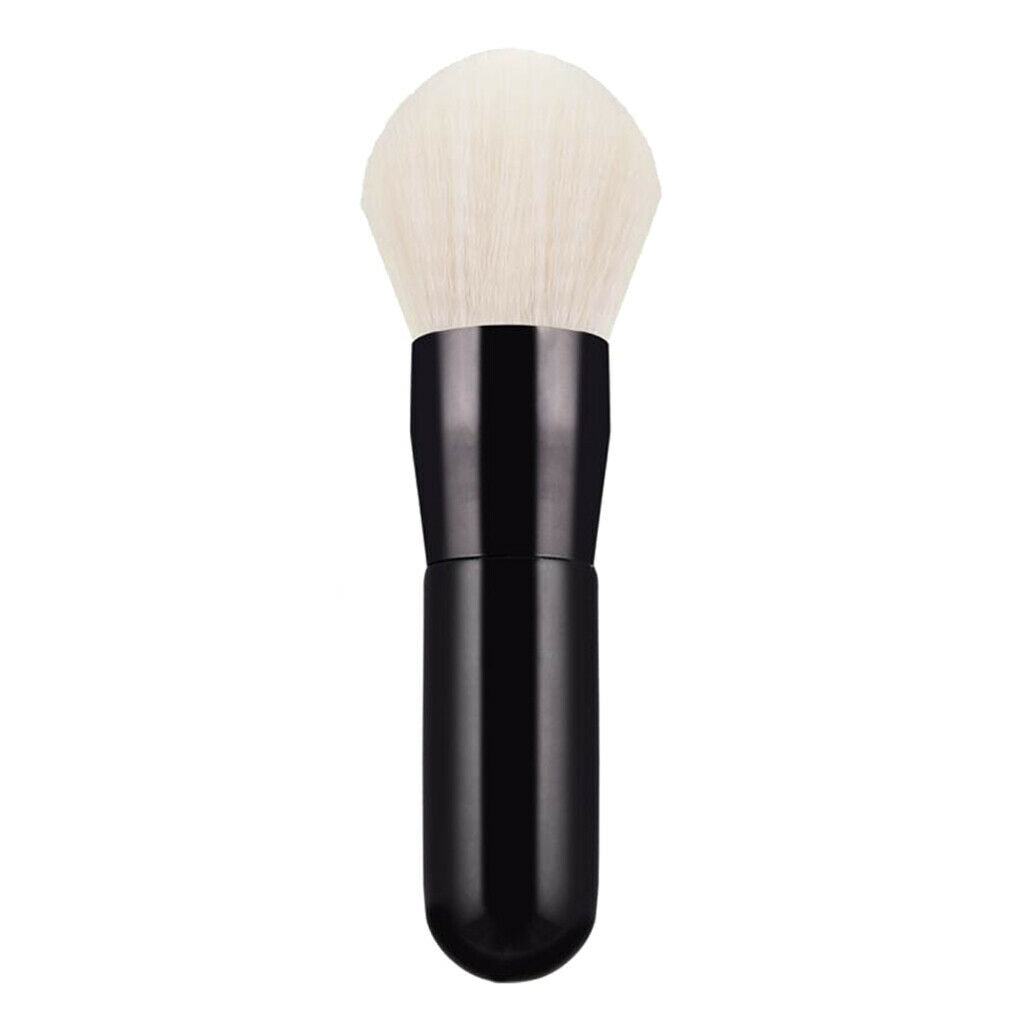 Women Travel Portable Soft Makeup Powder Brush w/ Wooden Handle Black+White