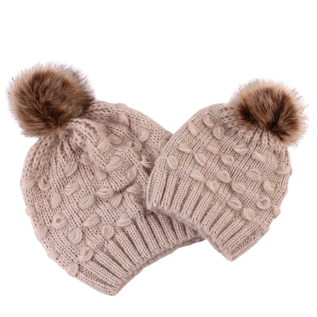 4pcs / 2set   Parent - Child   Hat   with   Pompom