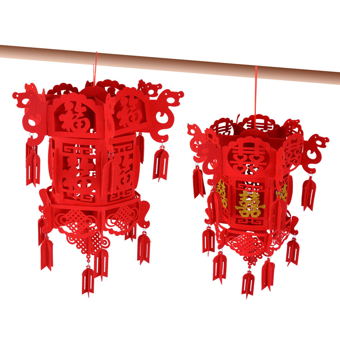 Tassels Knots Hanging Decora Lantern Red Good Luck Charms Chinese Style Home Atn
