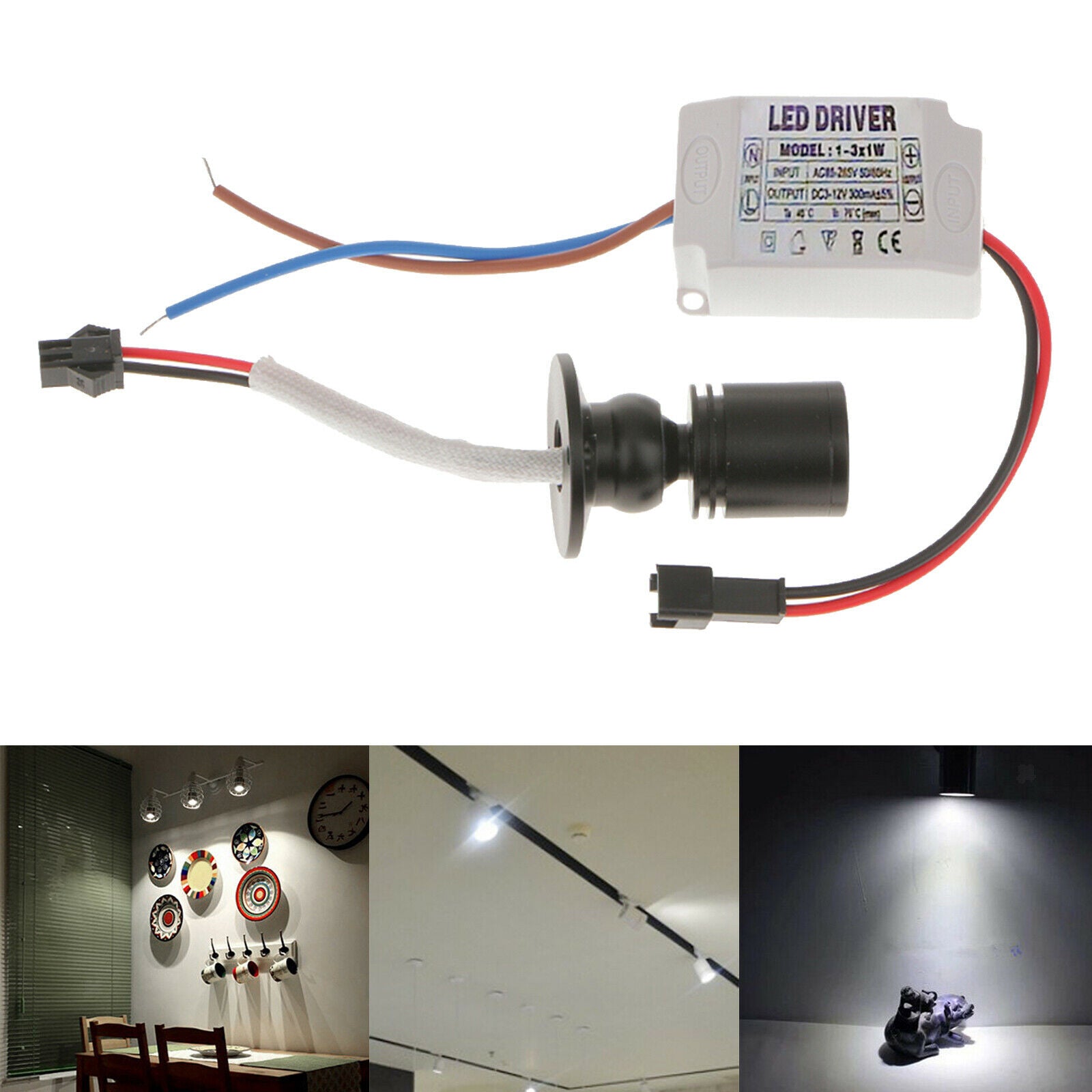 2Pcs 1W Wine Cabinet Mini Night Light LED Black Lamp Spotlight