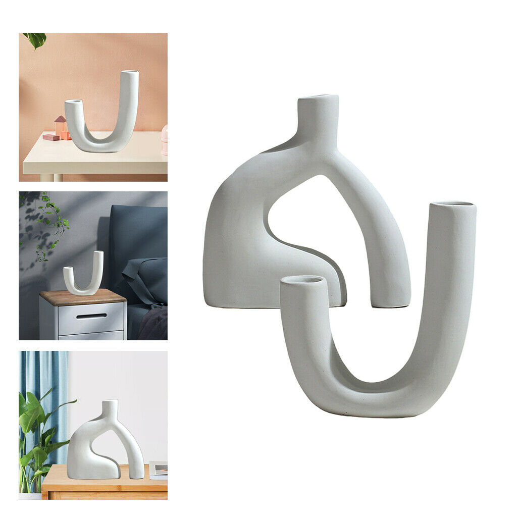 2Pcs Abstract Ceramic Vase Zen TV Cabinet Vases Home Office Flower Pot