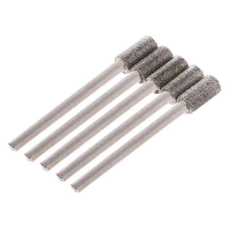 5PCS Diamond Coated Cylindrical Burr 5mm Chainsaw Sharpener Stone File Grinding