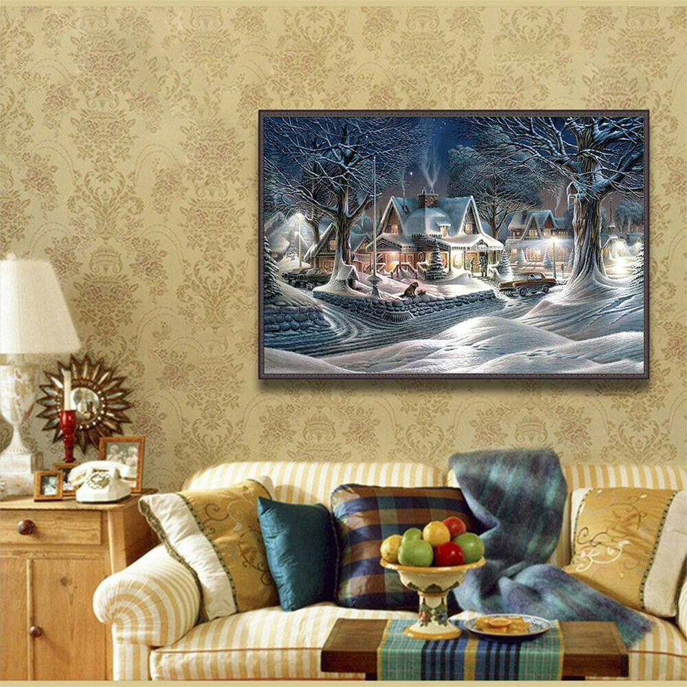 Snow View 5D Diamond Painting Embroidery DIY Cross Stitch Home Decor Gift @