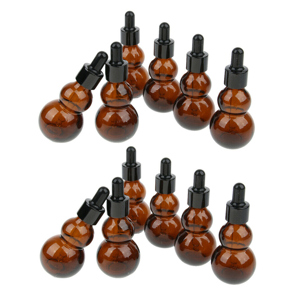 12pcs Amber Glass Bottle - 30ml Essential Oil Dropper Bottles - Refillable Empty