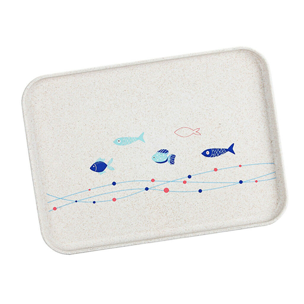 2Pcs Eco-Friend Rectangular Plate Cutlery Serving Tray Food Snack Dish L+M