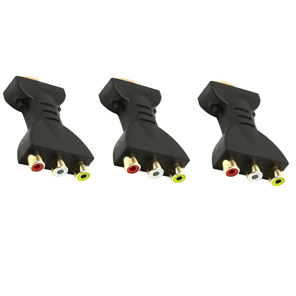 3Pcs Composite HDMI to AV Yellow/Red/White M/F Adapter for Home Theater