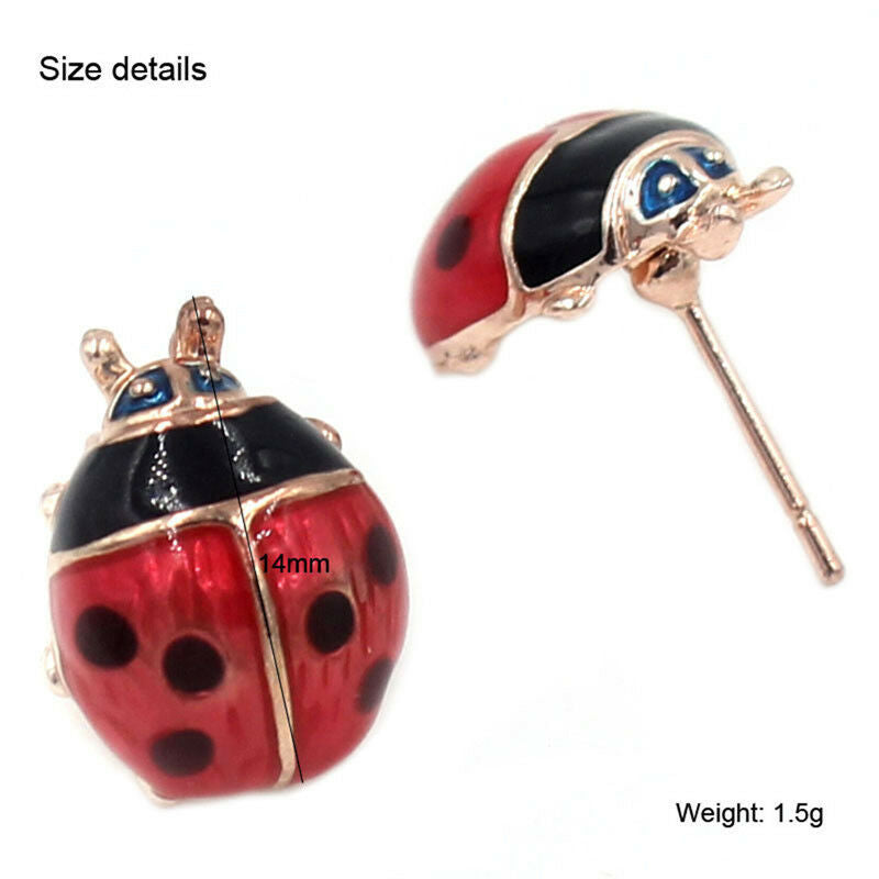 Cute Insert Earrings Exquisite Paint Stud Earrings Red Oil Ladybug Ear Stu.l8