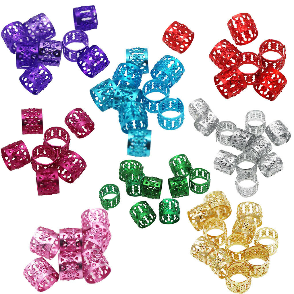 80 8mm ADJUSTABLE Multi Colors  Hair Cuff Beads Tubes DIY Jewelry