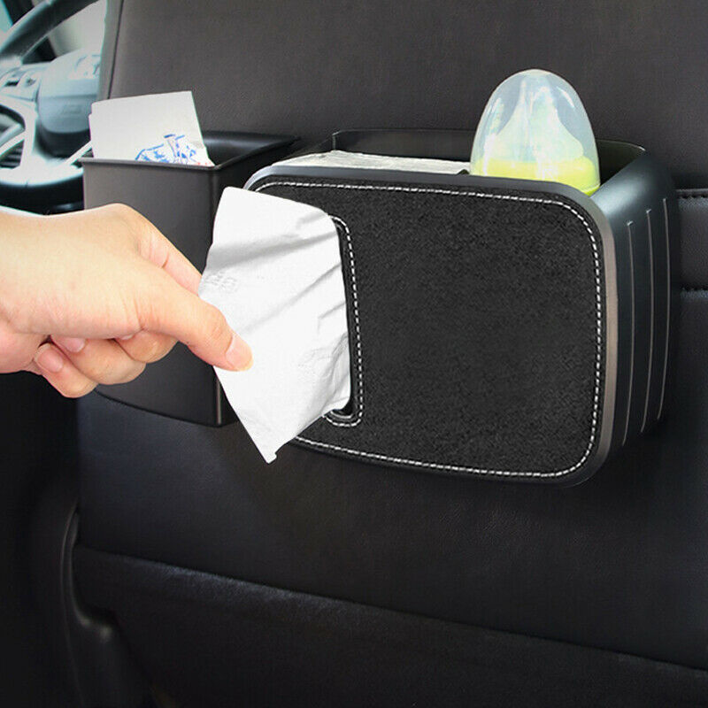Car Seat Back Trash Garbage Dust Case Multi-function Water Cup Holder Tissue Box