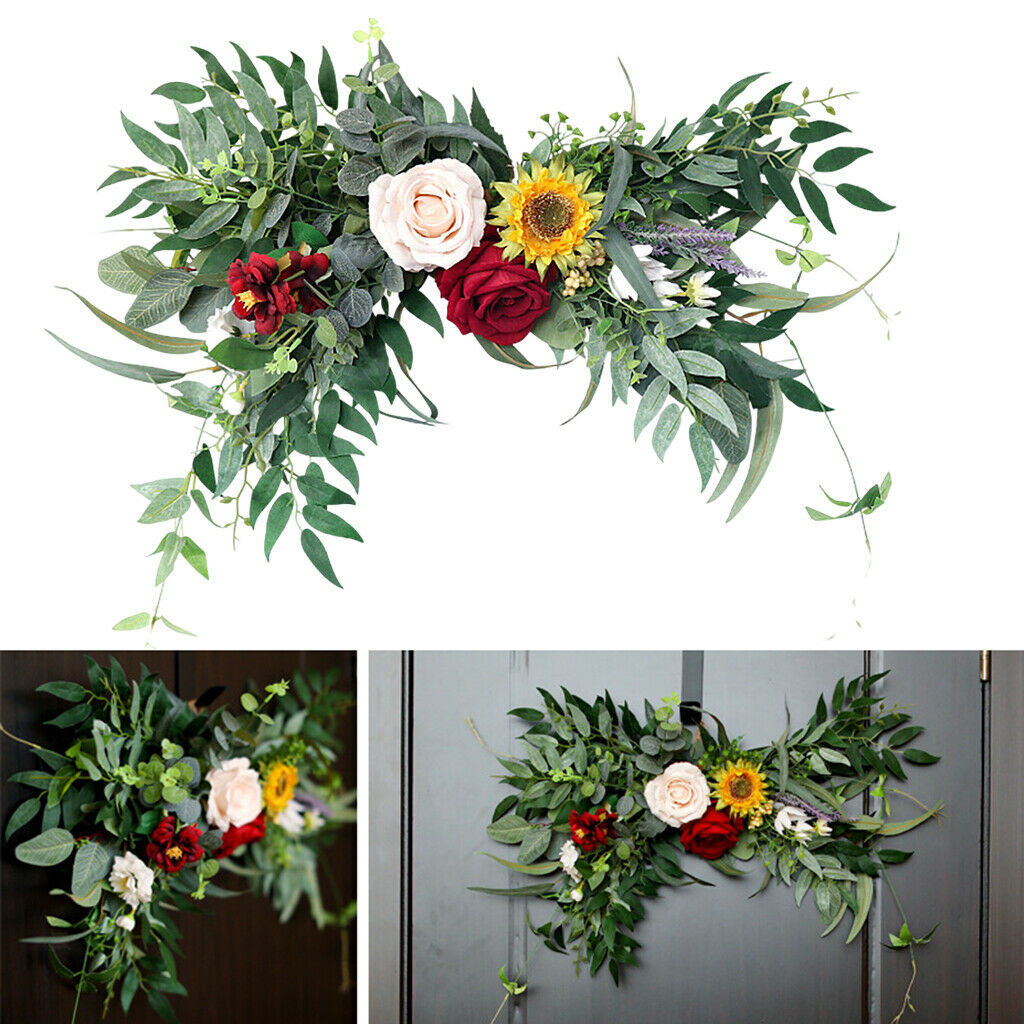 Artificial Wedding Arch Swag Flower Wreath Ornament Door Rose Decorative
