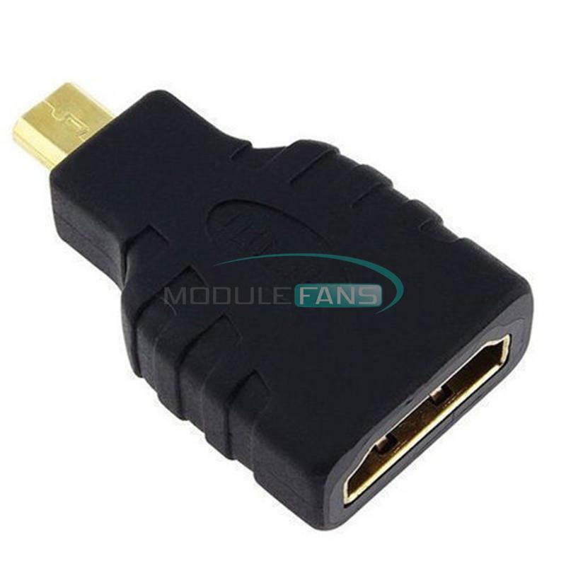 2PCS Black Micro HDMI(Type D) Male to(Type A) Female Adapter Connector For HDTV