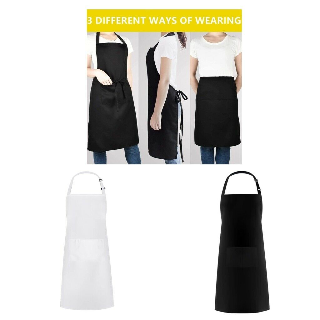 2pcs Men Women Cooking Apron with Large Pocket Baking Cooking Kitchen Aprons