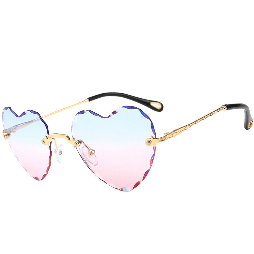 3Pcs Women Gradient Rimless Heart Shape Fashion UV400 Sun Glasses Aint-glare