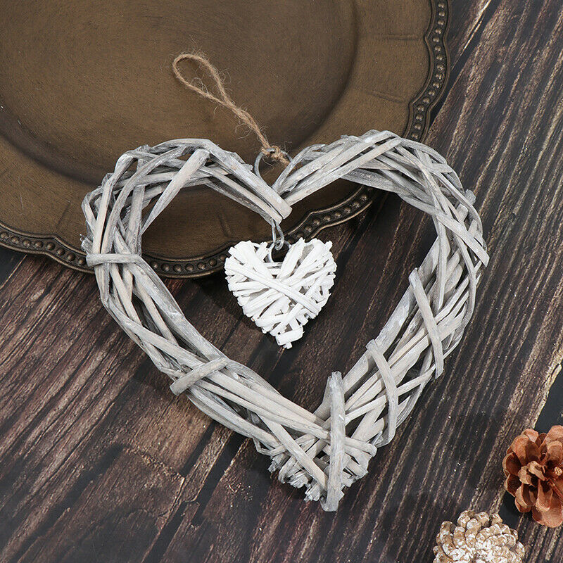 Hanging Hearts Artificial Wreaths DIY Heart Wicker for Wedding Birthday P.l8