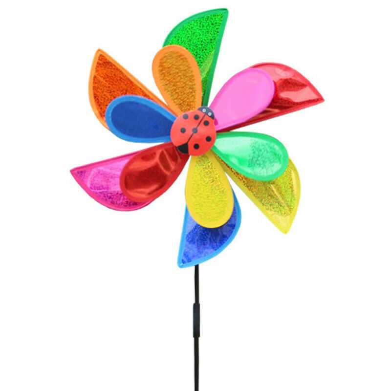 Double Layer Ladybug Windmill Wind Spinner Pinwheel Home Garden Yard Deco.l8