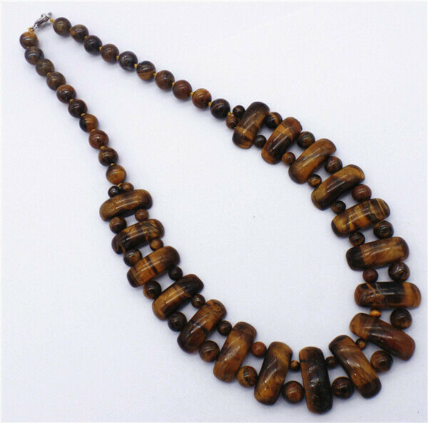 1 Strand 25x10x8mm Brown Tiger Eye Gem Handmade Rectangle Beads Necklace HH7360