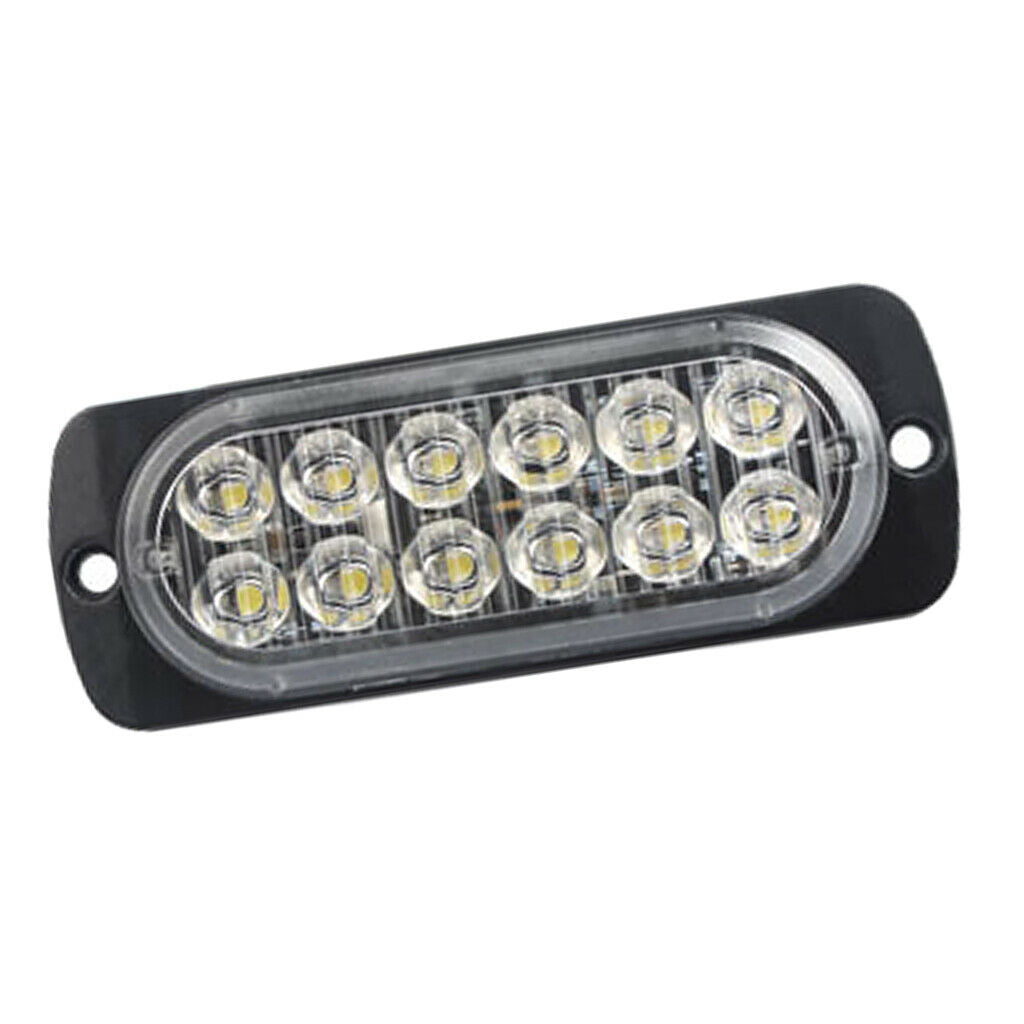 12-24V 36W Car SUV Hazard 12 LED Amber Strobe Flash Light Bar w/ Screws IPX4