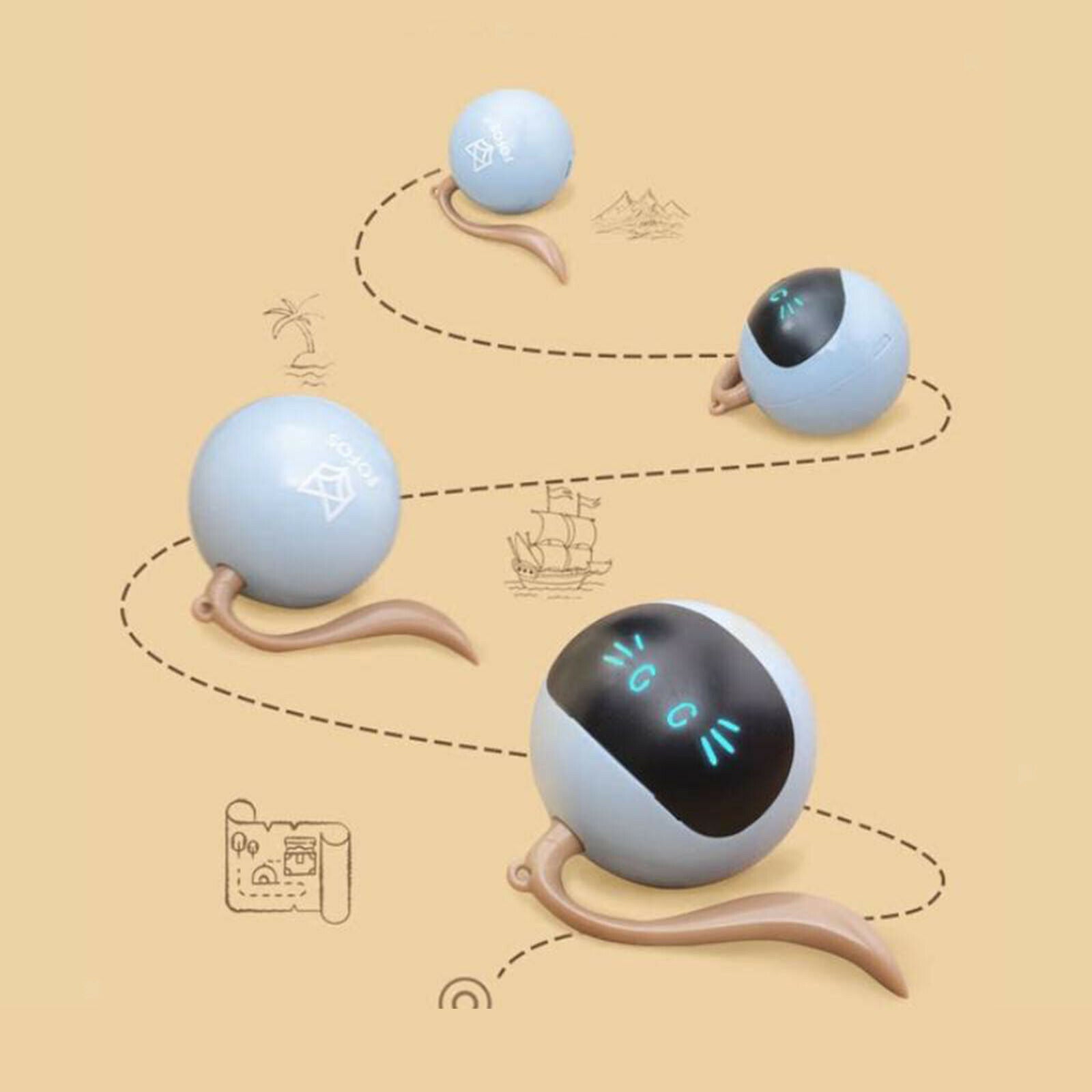 Interactive Cat Ball Toys Rechargeable Rolling Kitten Puppy Catch Training