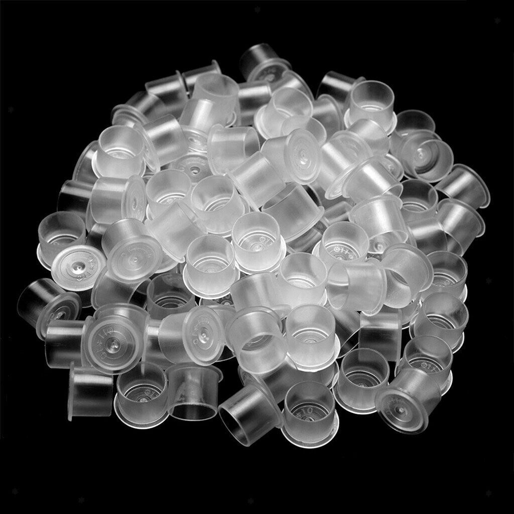100Pcs Disposable Tattoo Microblading Eyelash Extension Ink Glue Cups Caps