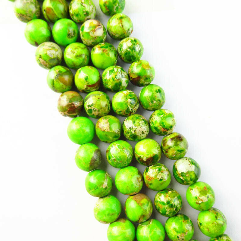 8mm Light Green Man-made Sea Sediment Jasper Ball Loose Bead 15.5 inch A522DHS