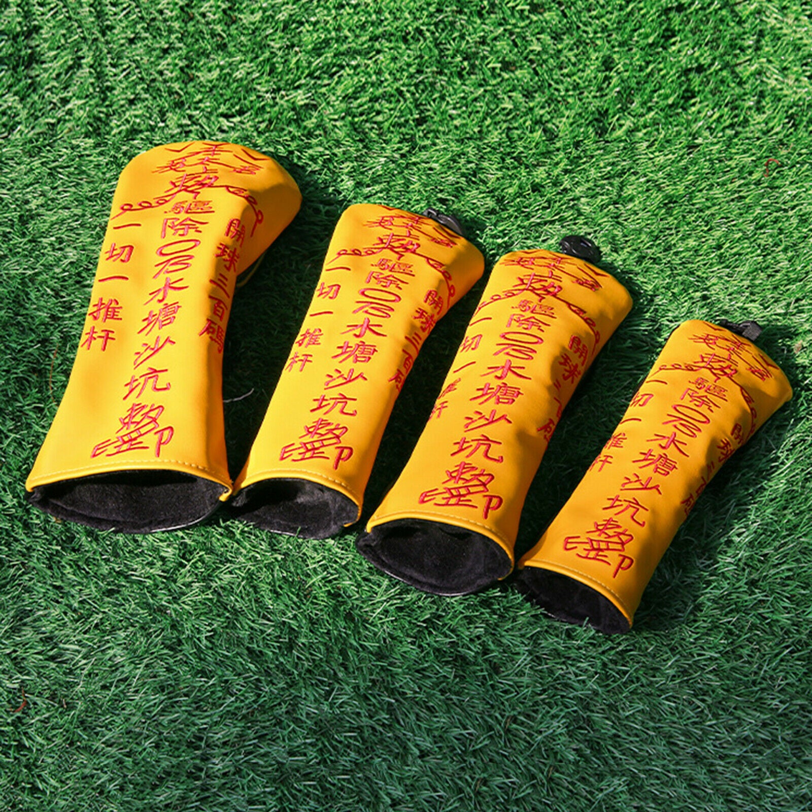 4Pcs Leather Golf Club Head Cover for Driver /Fariway Wood /Hybrid Headcover