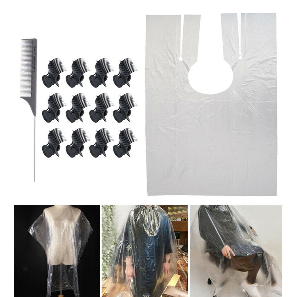 Disposable Barber Hair Cutting Capes w/ Perm Dye Coloring Rollers Comb