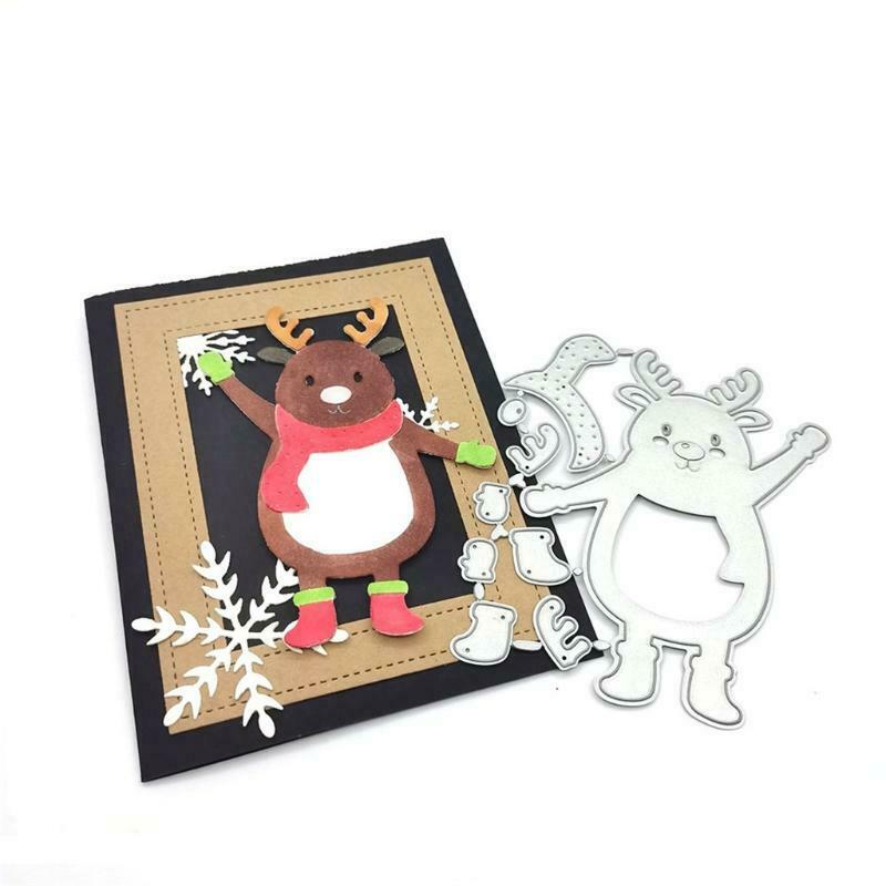 Cute Greeting Christmas Elk Carbon Steel Cutting Dies DIY Scrapbooking Photo