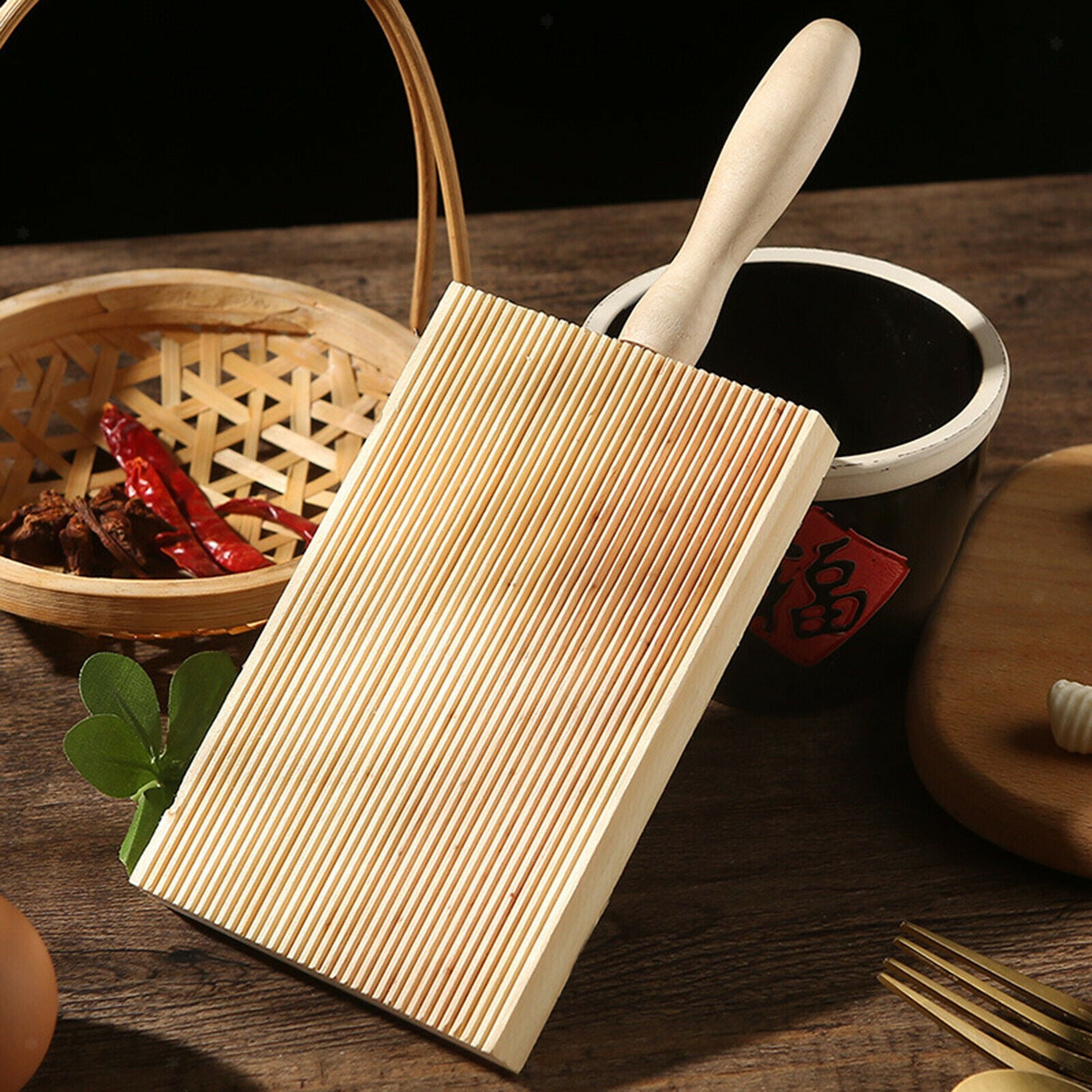 Wood Pasta Board Homemade Cooking Home Pasta Gnocchi Stick Roller Tool