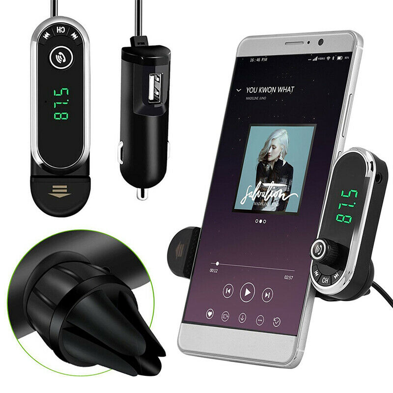 Car Bluetooth Hands-free MP3 WMA Player FM Transmitter with Mobile Phone Holder