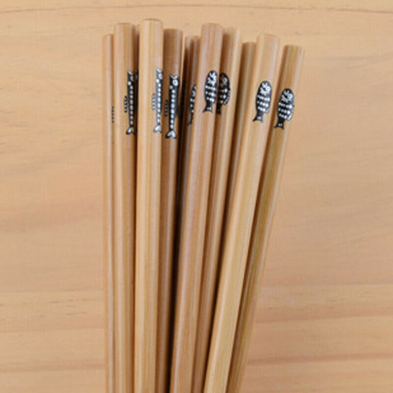 5 Pair Bamboo Chopsticks Chinese Wooden Chopstick Stir Fry Home Gift Boxed Set