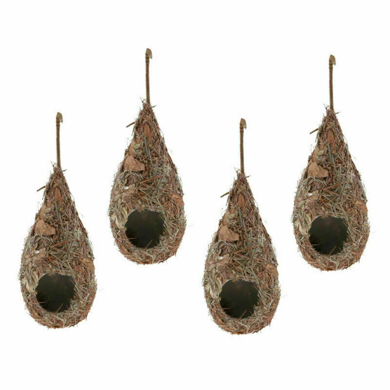4PC Hummingbird Birdhouse for Outside Hanging Grass Hand Woven Bird Nest Decor