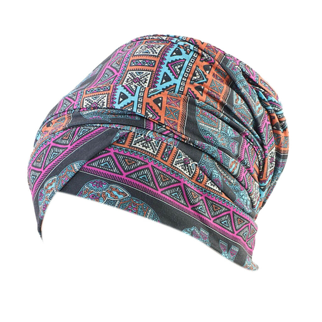 2pcs Women's Chemo Turban Beanie Bow Cotton Stretch Hats Printed Headband