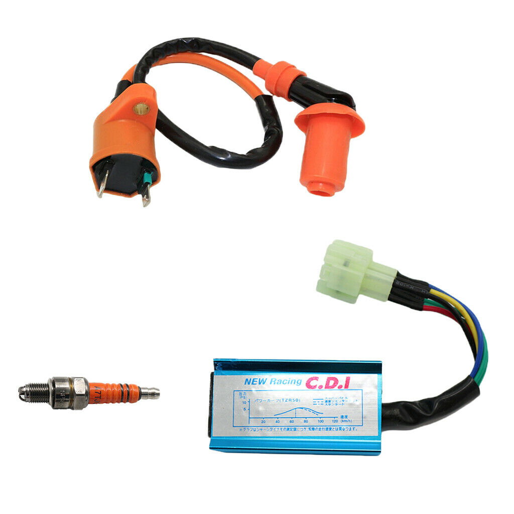 Racing Ignition Coil + CDI Box + Spark Plug for Chinese 50 125 150cc GY6 ATV