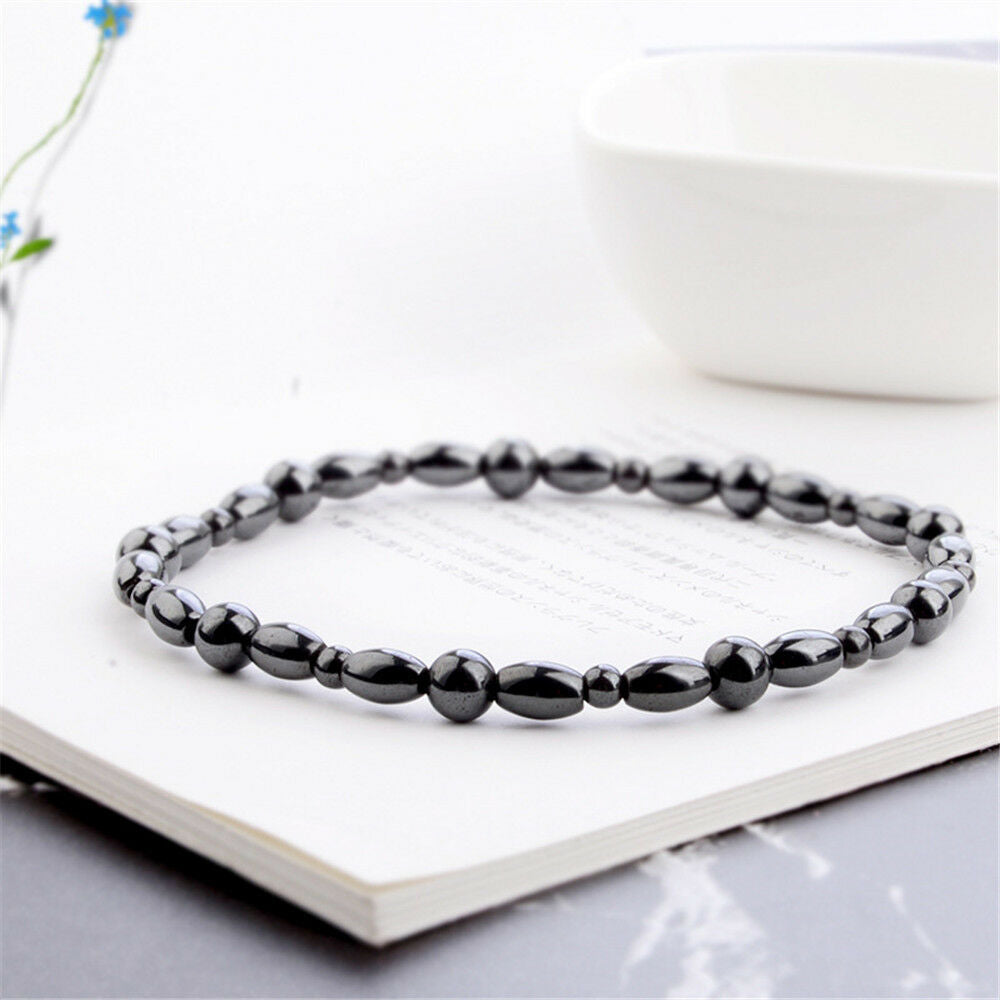 Unisex Barefoot Black Hematite Magnet Anklets Jewelry Round Bracelets Leg Chain
