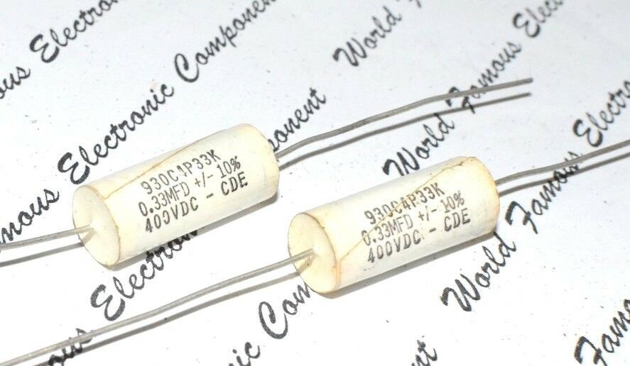 2pcs- CDE 930C 0.33uF (0,33uF 330nF) 400V 10% 930C4P33K Axial Film Capacitor