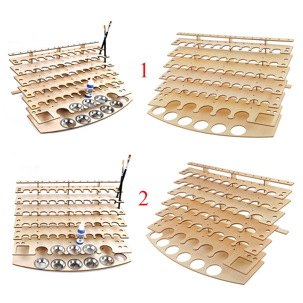 Wooden Paint Bottles Brushes Holder Stand Modular for Tattoo Painting Crafts
